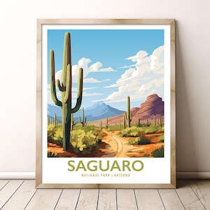 Saguaro National Park Arizona Travel Print Gift Hiking Wall Art Home Decor Poster