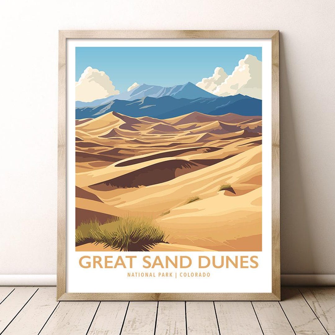 Great Sand Dunes National Park Colorado Travel Print Gift Hiking Wall ...