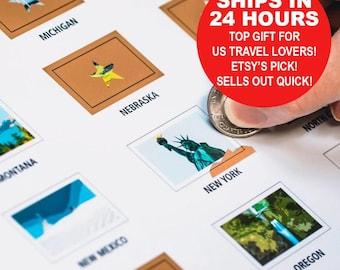 50 US States Scratch Off Travel Print by Mappinners