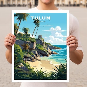 Póster de viaje de Tulum, México, Quintana Roo, arte de pared impreso