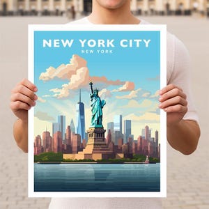 New York City New York NYC Statue of Liberty Travel Wall Art Poster Print