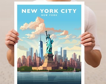 New York City New York NYC Statue of Liberty Travel Wall Art Poster Print