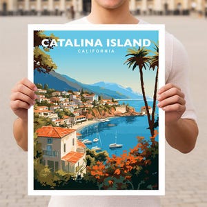 Stampa artistica da parete di viaggio in California, isola di Santa Catalina