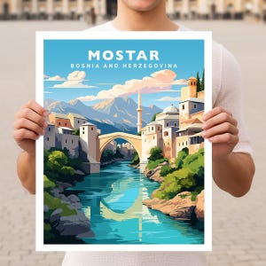 Mostar Bosnia and Herzegovina Travel Wall Art Poster Print