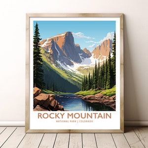 Rocky Mountain National Park Colorado Travel Print Gift Hiking Wall Art Home Decor Poster