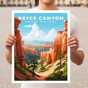 Póster de viaje del Parque Nacional Bryce Canyon, Utah, regalo, senderismo, arte de pared, decoración del hogar