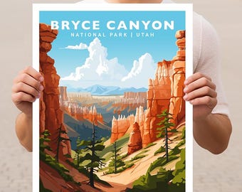 Bryce Canyon National Park Utah Travel Print Gift Hiking Wall Art Home Decor Poster