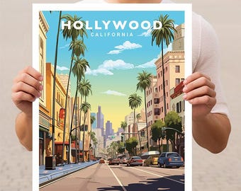 Hollywood California Travel Wall Art Poster Print