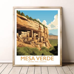 Mesa Verde National Park Colorado Travel Print Gift Hiking Wall Art Home Decor Poster
