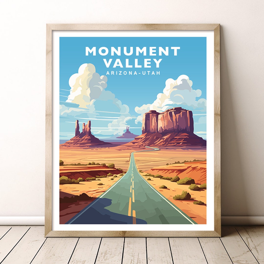 Poster Utah Monument Art - Valley Wall Travel Arizona Print Etsy