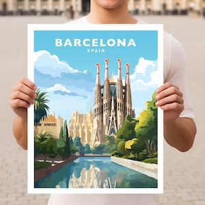 Barcelona Spain Sagrada Familia Travel Wall Art Poster Print