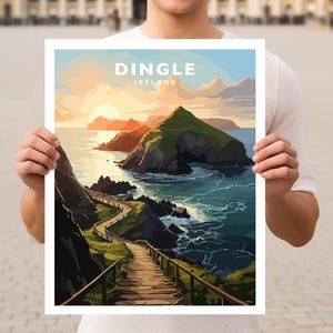 Impressão de pôster de arte de parede de viagem de Dingle Ireland