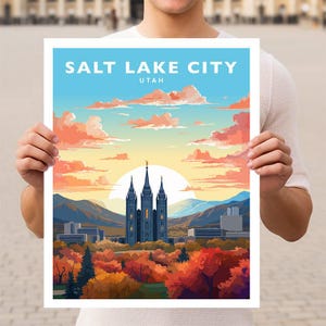Salt Lake City Utah Travel Wall Art Poster Print