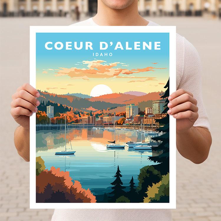 Coeur D'alene Idaho Travel Wall Art Poster Print - Etsy