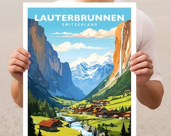 Lauterbrunnen Switzerland Travel Wall Art Poster Print