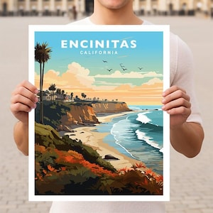 Encinitas California Travel Wall Art Poster Print