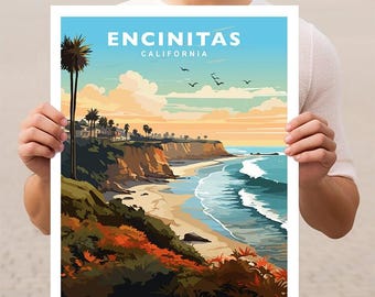 Encinitas California Travel Wall Art Poster Print