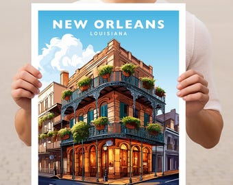 New Orleans, Louisiana reisposter kunst aan de muur