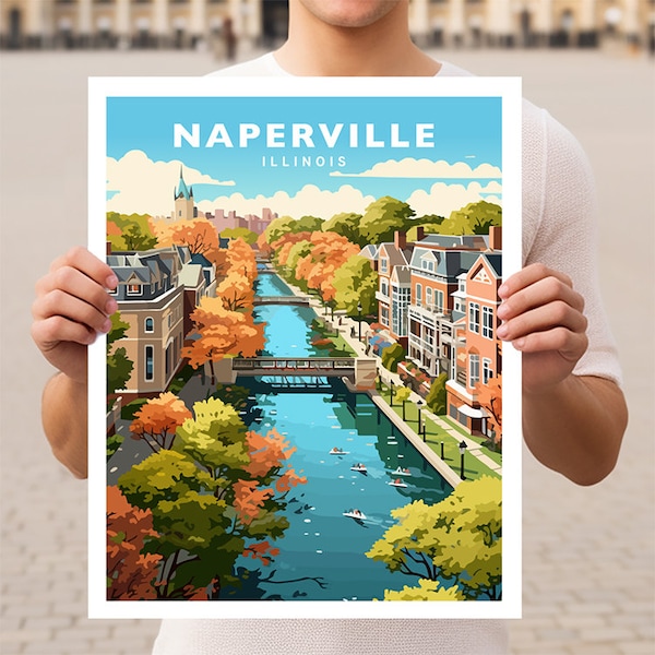 Naperville Illinois Travel Wall Art Poster Print