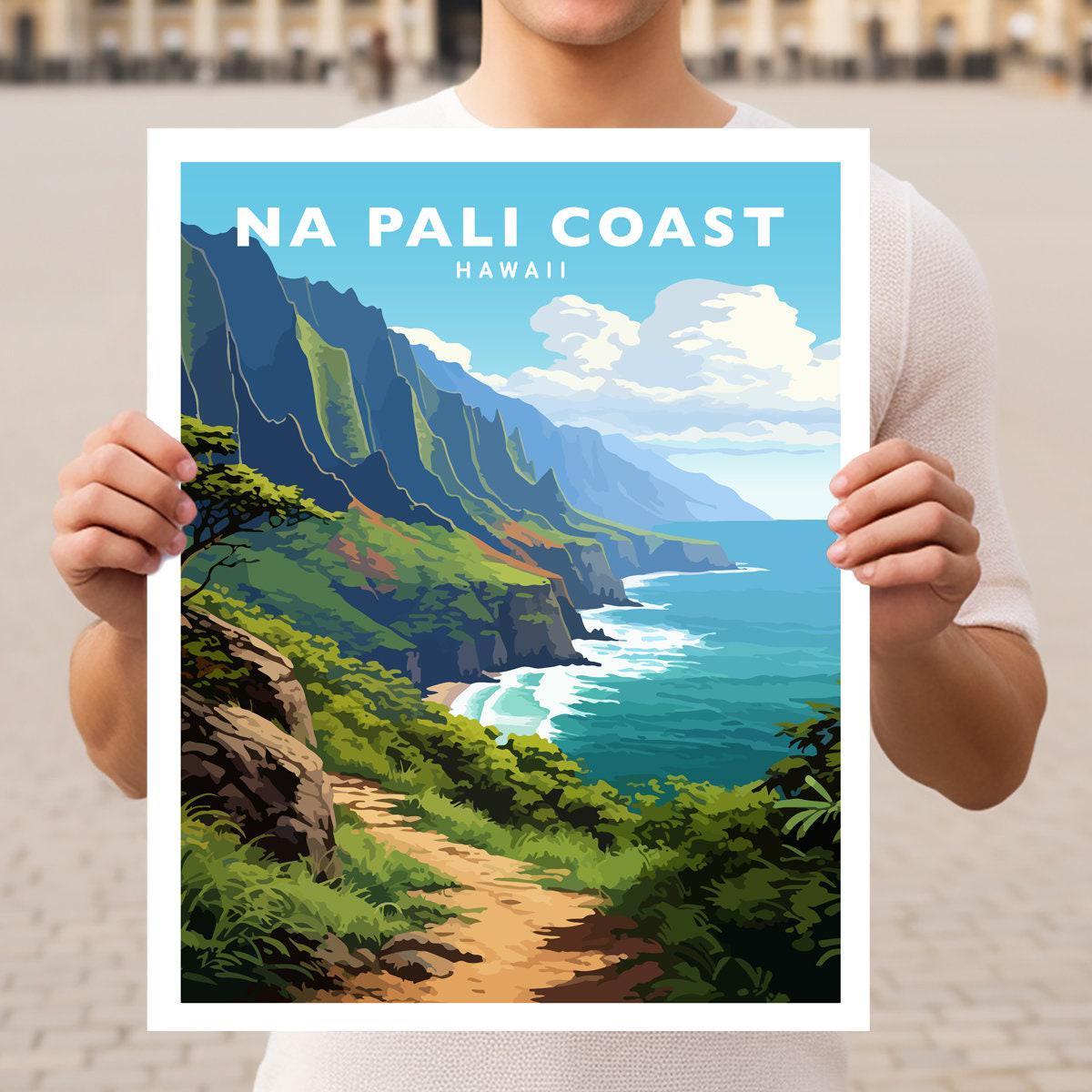 Na Pali Coast Hawaii Travel Wall Art Poster Print
