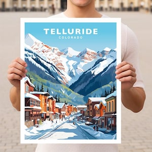 Póster de viaje a Telluride, Colorado, arte mural impreso