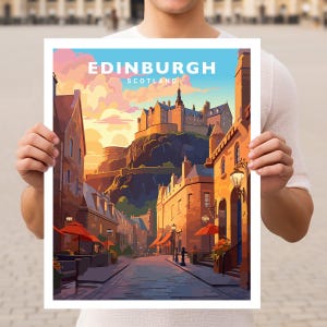 Póster de viaje de Edimburgo, Escocia, Reino Unido, arte mural impreso