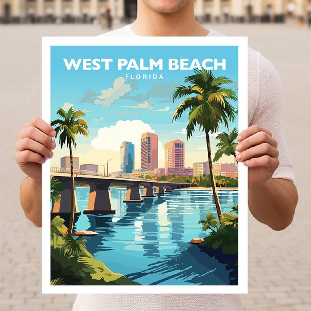 West Palm Beach Florida Travel Wall Art Poster Print - Etsy