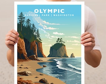 Olympischer Nationalpark Washington Reise-Druck Geschenk Wandern Wand-Kunst-Haus Dekor Poster