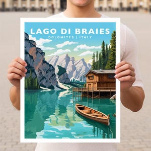Lago di Braies Italien Pragser Wildsee Dolomiten Reise Wand Kunst Poster Print