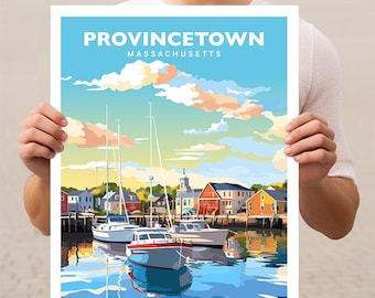 Póster de viaje de Provincetown, Massachusetts, Cape Cod, arte mural impreso