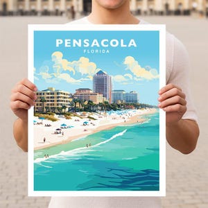 Pensacola Florida Travel Wall Art Poster Print