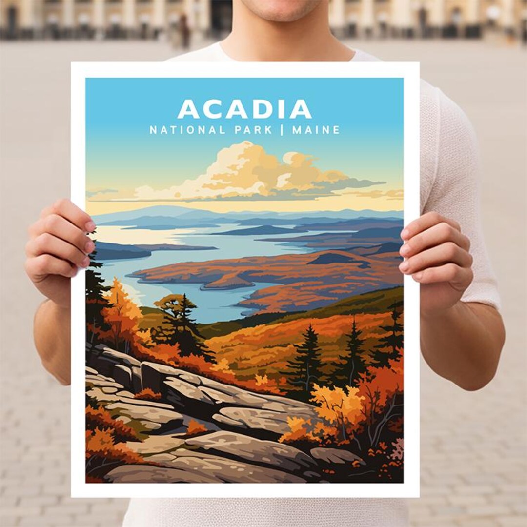 Acadia National Park Maine Travel Print Gift Hiking Wall Art Home