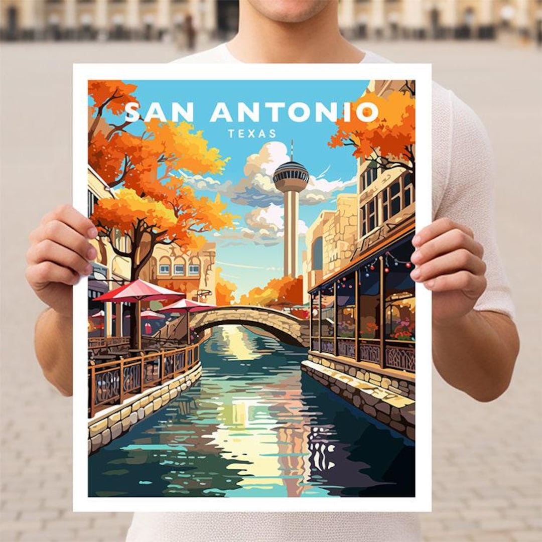 San Antonio Texas Travel Wall Art Poster Print - Etsy