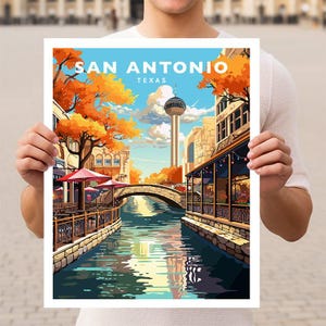 San Antonio Texas Travel Wall Art Poster Print