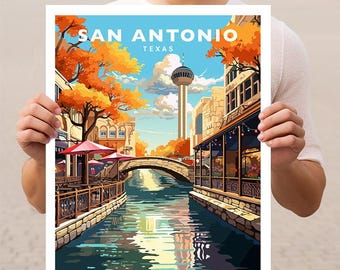 San Antonio Texas Travel Wall Art Poster Print