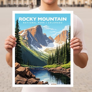 Rocky Mountain National Park Colorado Travel Print Gift Hiking Wall Art Home Decor Poster