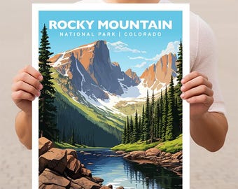 Rocky Mountain National Park Colorado Travel Print Gift Hiking Wall Art Home Decor Poster