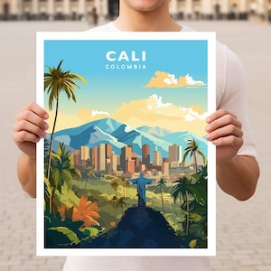 Impression d'affiche d'art mural de voyage en Colombie, à Cali