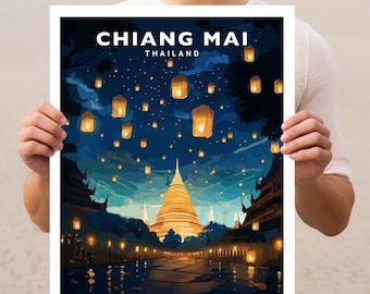 Chiang Mai Thailand Travel Wall Art Poster Print