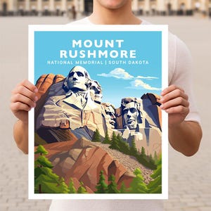 Mount Rushmore National Memorial South Dakota Travel Wall Art Poster Print