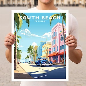 Póster de arte de pared con impresiones de viajes de South Beach, Miami Beach, Ocean Drive, Florida