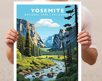 Yosemite National Park California Travel Print Gift Hiking Wall Art Home Decor Poster