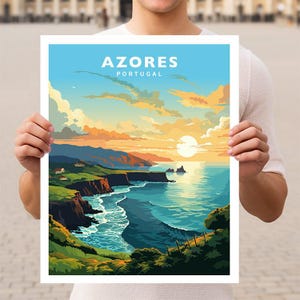 Póster de viaje a las Azores, Portugal