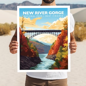 New River Gorge National Park West Virginia Travel Print Gift Hiking Wall Art Home Decor Poster