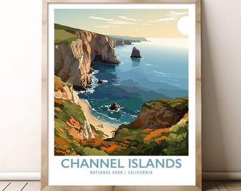 Póster de viaje con diseño de islas del Canal, California, regalo, senderismo, arte de pared, decoración del hogar