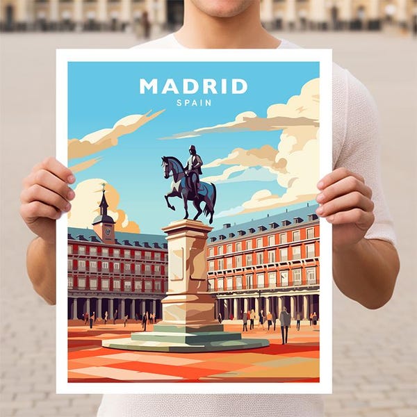Madrid, Spanje reizen muurkunst posterafdruk