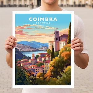 Impression d&#39;affiche d&#39;art mural de voyage à Coimbra au Portugal