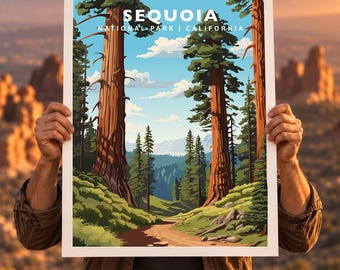 Sequoia National Park, Californië: reisposter voor aan de muur.