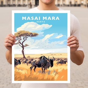 Masai Mara National Reserve Kenya Travel Wall Art Poster Print