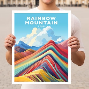 Rainbow Mountain Peru Travel Wall Art Poster Print